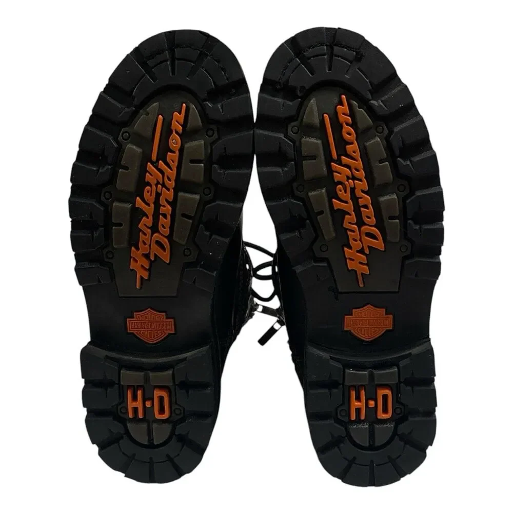 Harley Davidson 84143 Mens 9.5 Black Leather Motorcycle Boots Side Zip Eagle